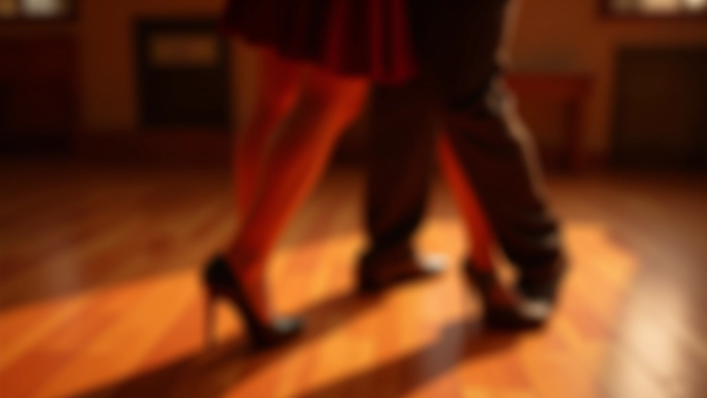 Close-up of kizomba dancers' feet showing the smooth, grounded step pattern on a wooden dance floor