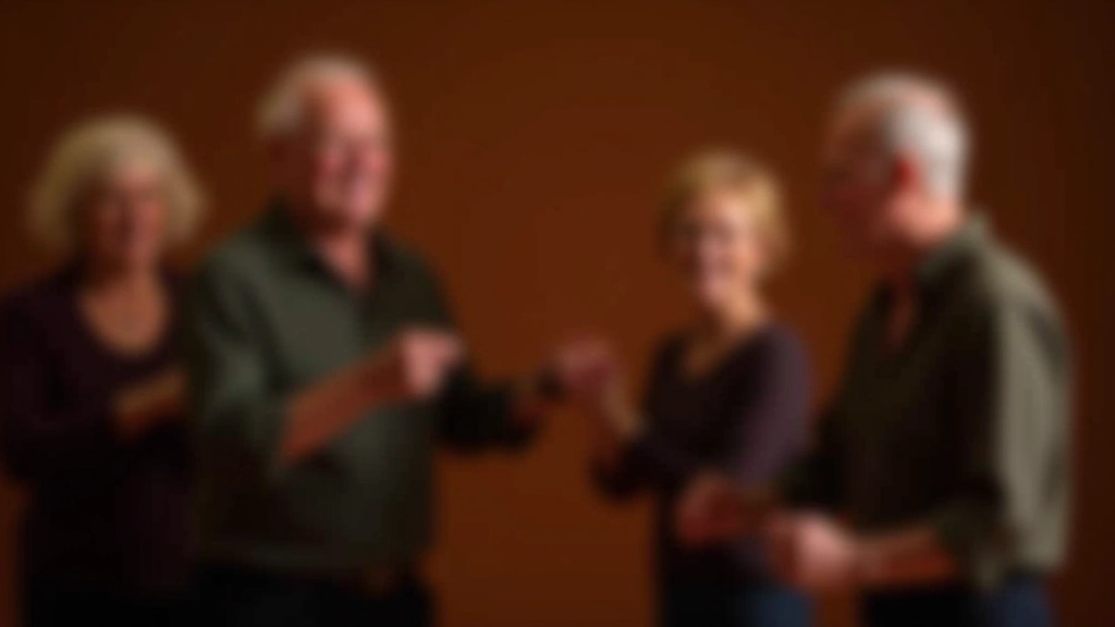 Seniors learning kizomba dance movements in a Killarney workshop with an experienced instructor, warm lighting, genuine focus